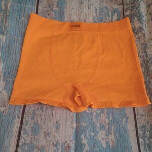 VICTORIA'S SECRET PINK Seamless Rib Boxer Brief Panty Underwear Size M Orange